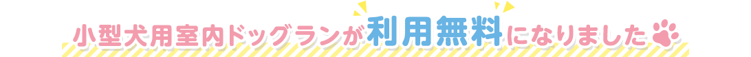 小型犬用室内ドッグランが利用無料になりました